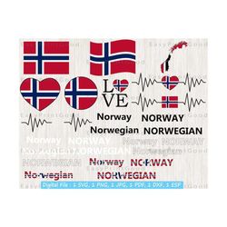 Norway Flag Svg, Norwegian National Nation Country Banner, Norway Waving Flag, Love, Heart, Heart Norway, Norway Text Flag, Cut file, Cricut