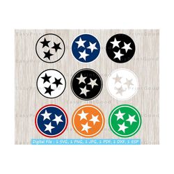 Tennessee Tristar Svg, Tri-Star Svg, Distressed Three Stars Tennessee, Tennessee Clipart, Cricut, State of Tennessee Tri-Star, Silhouette