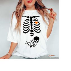 Comfort Colors Pregnant Skeleton Shirt, Pregnant T Shirt, Skeleton Maternity Halloween Shirt, New Mom Shirt, Pregnant Wo