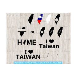 Taiwan Svg Bundle, Taiwan Outline, Taiwan Country Nation, Taiwan Map, Taiwan Home, Taiwan Clipart, Love, Monogram Frame, Cut file, Cricut