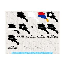 Armenia Svg Bundle, Armenia Country Svg, Armenia Clipart, Armenian Outline, Map Svg, I Love Armenia, Home, Monogram Frame, Cut file, Cricut