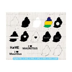 Mauritius Svg Bundle, Mauritius Map Svg, Mauritius Clipart, Mauritius Flag Map Svg, Mauritius Outline, Monogram Frame, Cut file, Cricut