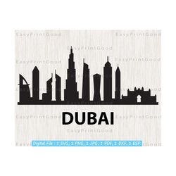 DUBAI UAE Svg, Arab Emirates Svg Skyline, Cityscape Horizon, United Arab Emirates Skyline Cityscape Silhouette, Dubai Svg, Cut file, Cricut