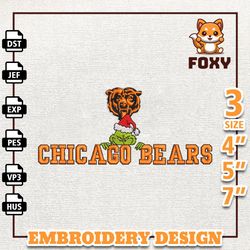 NFL Grinch Chicago Bears Embroidery Design, NFL Logo Embroidery Design, NFL Embroidery Design, Instant Download