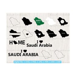 Saudi Arabia Map Svg Bundle, Saudi Arabia Clipart, Monogram Frame, Silhouette, Saudi Arabia Outline, Saudi Arabia Home, Cut file, Cricut
