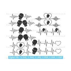 heartbeat boxing glove svg, heartbeat svg, heartbeat boxing clipart, boxing glove svg, boxing shirt, heartbeat pulse svg, cut file, cricut