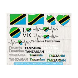 Tanzania Flag Bundle Svg, Tanzania National Flag Svg, Love Tanzania, Waving, Tanzania Map ClipArt, Tanzanian Flag, Heart, Cut file, Cricut