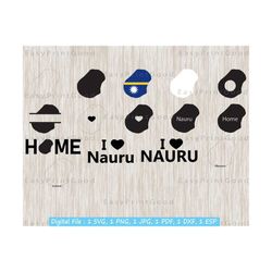 Nauru SVG Bundle, Nauru Map, Home, Heart, Nauru Clipart, Nauru Outline, Nauru Map Flag, Black and White, Monogram Frame, Cut file, Cricut