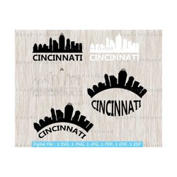 Cincinnati Skyline Cityscape Silhouette Svg, Cincinnati City, United States, Cincinnati Ohio, City Shirt, Vinyl Sign, Cut file, Cricut Svg