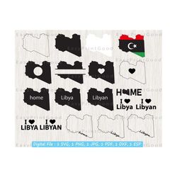 Libya Svg Bundle, Libyan Outline, Libyan Map Svg, Home, Libya Clipart, Love Libyan, Monogram Frame, Silhouette, Digital, Cut file, Cricut