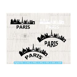 paris svg, paris svg skyline, france svg, cityscape horizon, france skyline cityscape silhouette, instant download, cut file, cricut