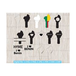 Benin SVG Bundle, Benin Map, Clipart, Outline, Black & White, Home, Monogram Frame, Benin Country National Border Boundary, Cut file, Cricut
