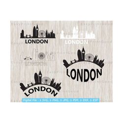 london svg, london skyline cityscape silhouette, city shirt, great britain, london england uk, cityscape vinyl sign design, cut file, cricut
