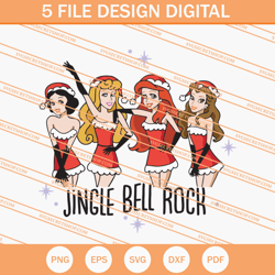 Jingle Bell Rock Princess Disney SVG, Disney Princess SVG, Disney SVG