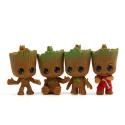 4pcs/set Disney anime Brinquedos Guardians Of The Galaxy Mini Cute Baby groot Tree Model Action Figures toy for kids gif
