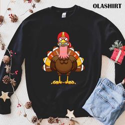 Turkey Thanksgiving Football Player Funny Boys Girls Kids T-shirt - Olashirt
