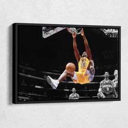 Shaquille O'Neal Dunking Poster Lakers Canvas Wall Art Home Decor Framed Poster Print.jpg