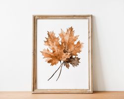 Maple Leaves Print, Watercolor Autumn Leaf Wall Art, Printable Poster Fall, Rustic Autumn Art Print, Halloween Wall Art,