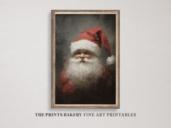 PRINTABLE Christmas Santa Claus Wall Art, Vintage Festive Xmas Prints, Neutral Rustic Jolly Santa Print Winter Holiday D