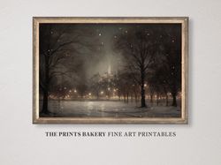 PRINTABLE Christmas Vintage Print, Winter Wonderland Park Prints, Neutral Rustic Xmas Wall Art, Snowy Merry Festive, Dig