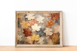 Printable Wall Art Fall, Autumn Leaves Print, Vintage Maple Leafs Wall Art, Autumn Wall Art Print, Country Decor, Farmho