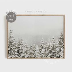 snowy winter print, christmas printable wall art, farmhouse winter pine forest painting, rustic landscape print, digital