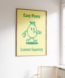 Easy Peasy Lemon Squeezy, Retro Wall Art, Downloadable Art, Wall Decor, Large Printable Art, Printable Wall Art Retro, I