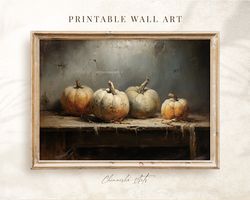 Vintage Pumpkin Wall Art, Printable Pumpkin Painting, Country Wall Art, Autumn Farmhouse Decor, Fall Wall Art, Cottageco