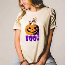 Boo Shirt, Halloween Shirt,cute cat in a pumpkin,Pumpkin Shirt,Spooky season, Retro Boo Tee, Fall clothing,Cute Cat Shir