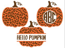 Leopard Pumpkin Monogram Svg Bundle, Pumpkin Svg, Fall Svg, Halloween Svg