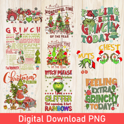 Bundle 10PCS Design Merry Grinchmas PNG, Grinch Family PNG, Christmas Family PNG, Christmas PNG, Merry Christmas PNG