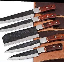 Personalized Knife Set for Anniversary, Hand Forged Knife Set for Chefs, Customized Knife Set for Gifts, Am industry