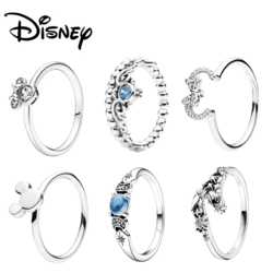 disney crown Princess Tiara Rings Sparkling Love Heart 925 Pandora Rings for Women Engagement Jewelry Anniversary wholes