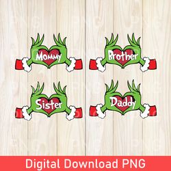 Grinch Family PNG, Grinch Heart PNG, Family Christmas Party PNG, Grinch Christmas Family PNG, Verry Merry Christmas PNG