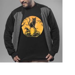 Halloween Pumpkin Shirt,Spooky Season Halloween Shirt, Funny Halloween Shirt,Retro Cat Shirt, Black Cat Shirt,Cat Lovers