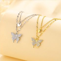 925 Sterling Silver Butterfly Necklace Inlaid Zircon Fashion Luxury Design Neck Chains Choker for Women Birthday Party G