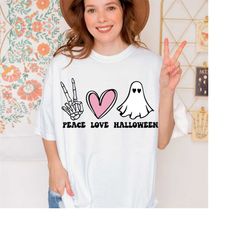 Peace Love Halloween Comfort Color Shirt,Halloween Lover Shirt,Peace Love Halloween, Halloween Gift,Hocus Pocus Shirt, R
