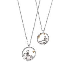 925 Sterling Silver Plating Little Prince Fox Couple Necklaces Fashion Luxury Pendant Choker for Valentine's Day Present