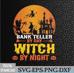 Bank Teller Halloween and Witch broom & Moon Costume Svg, Eps, Png, Dxf, Digital Download