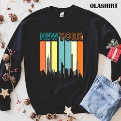 Funny New-york City Skyline Retro Style T-shirt , Trending Shirt - Olashirt