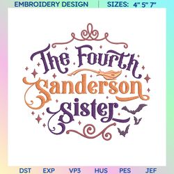 The Fourth Sister Embroidery Design, Halloween Witch Sister Embroidery Design, Embroidery Design For Shirt, 3 Sizes, Format Exp, Dst, Jef, Pes