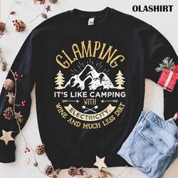 Glamping Definition T-Shirt, Glamper Women Wine Funny Camping T-shirt - Olashirt