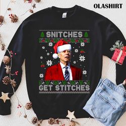 New Funny Snitches Get Stitches Anti Joe Biden T-shirt - Olashirt