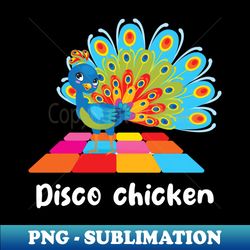 Disco chicken funny peacock on dark colors - Artistic Sublimation Digital File - Unleash Your Creativity