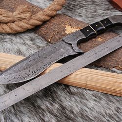 Custom Handmade Damascus Steel HUNTING Knife with Black horn and Damascus Handle Anniversary Gift, Am industry