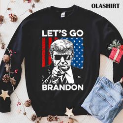 Lets Go Brandon Trump And America Flag T-shirt - Olashirt