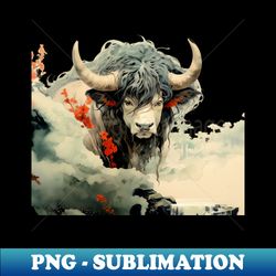 Chinese Mythology The White Bull of Kunlun Knock-Out with light background - Elegant Sublimation PNG Download - Perfect for Creative Projects