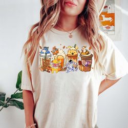 Comfort Colors Winnie The Pooh Coffee Latte Shirt, Vintage Halloween Winnie the Pooh Shirt, Fall Coffee Shirt, Cute Hall