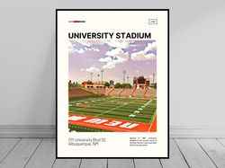 University Stadium New Mexico Lobos Poster NCAA Stadium Poster Oil Painting Modern Art Travel Art