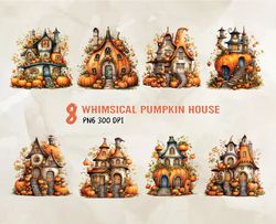8 Whimsical Pumpkin House Png, Halloween Svg, Cute Halloween, Halloween, Halloween Png 70